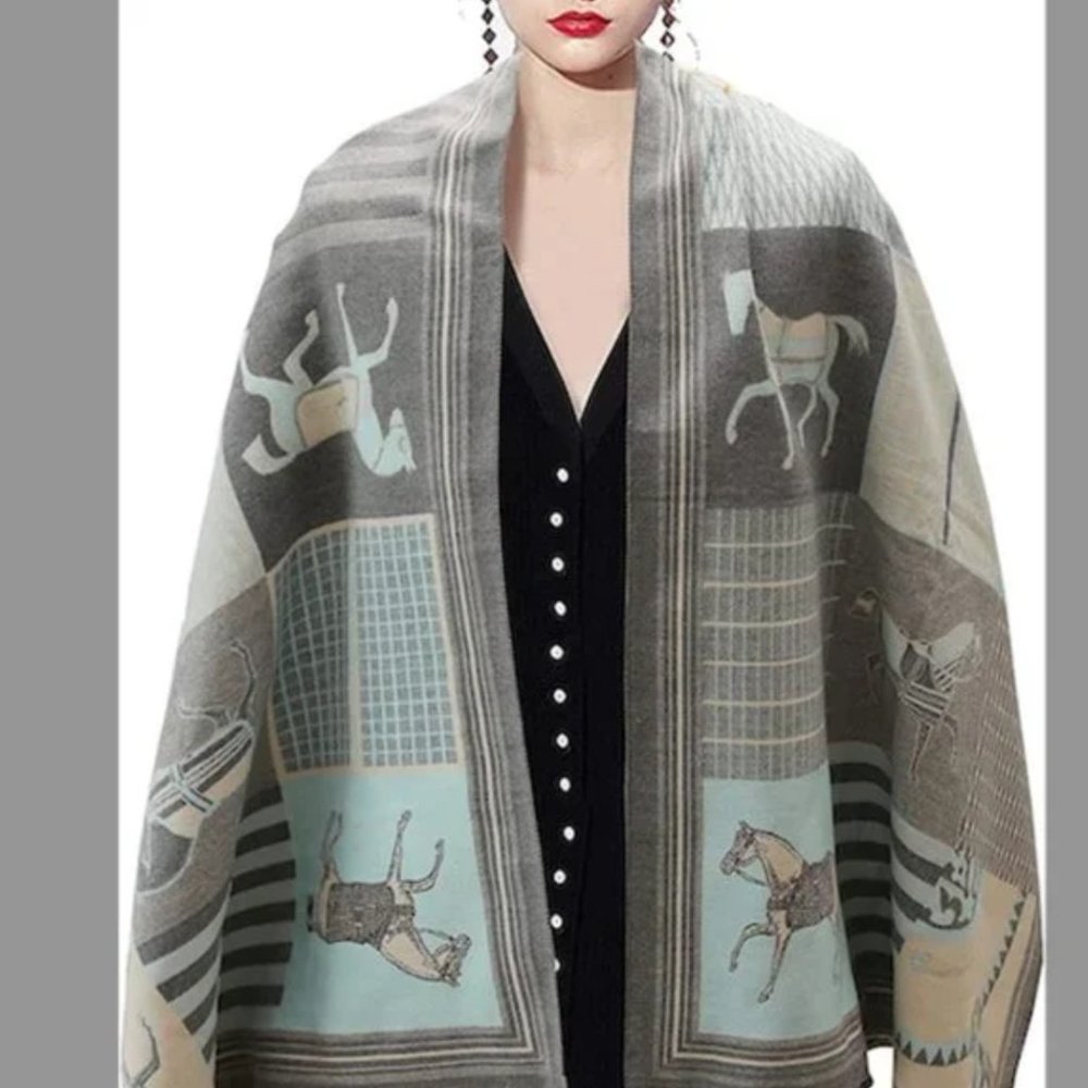 Kerri Horse Poncho Scarf - Picture 1 of 8